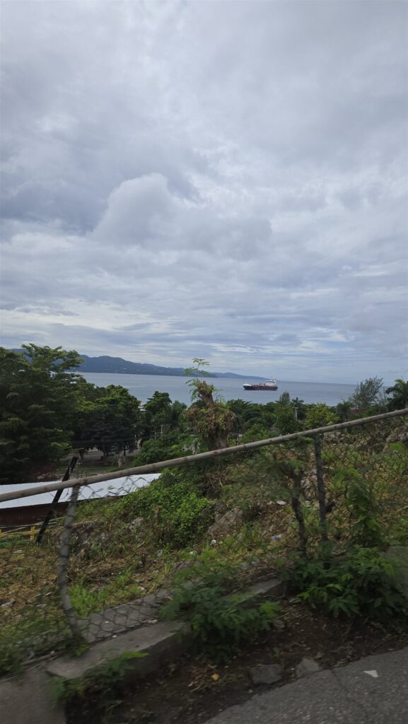 The coast and the bay seen from the road on our drive in Jamaica
