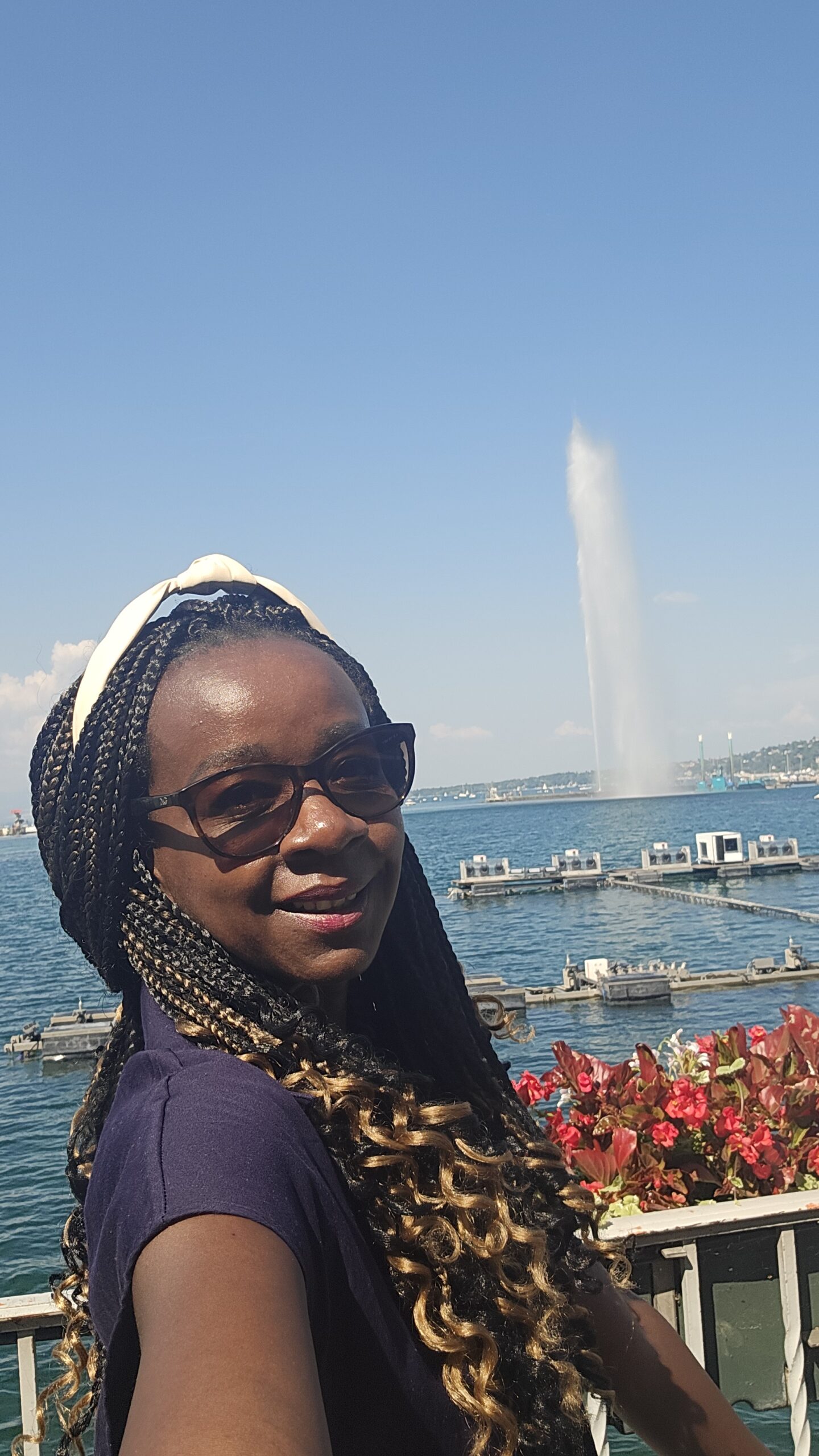 Samira of Mayana Voyage by the Jet d Eau in Geneva, Switzerland