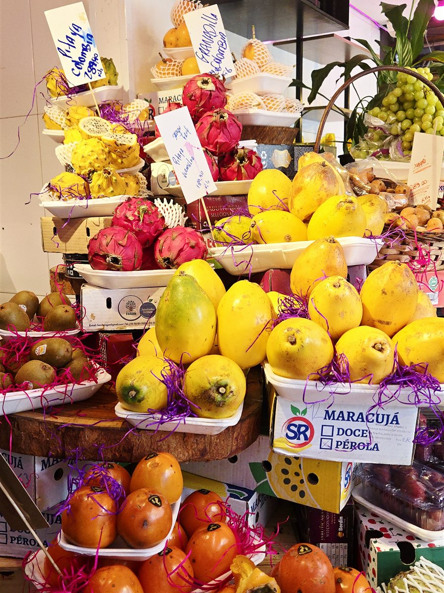 Tropical fruit and passion fruit at the Mercado Municipal in Sao Paulo